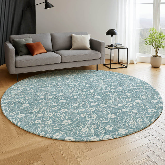 Dalyn Soft Essentials SE4 Teal Rug shown in a room