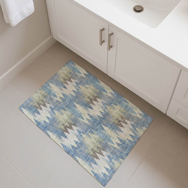 Dalyn Soft Essentials SE5 Blue Rug shown in a room