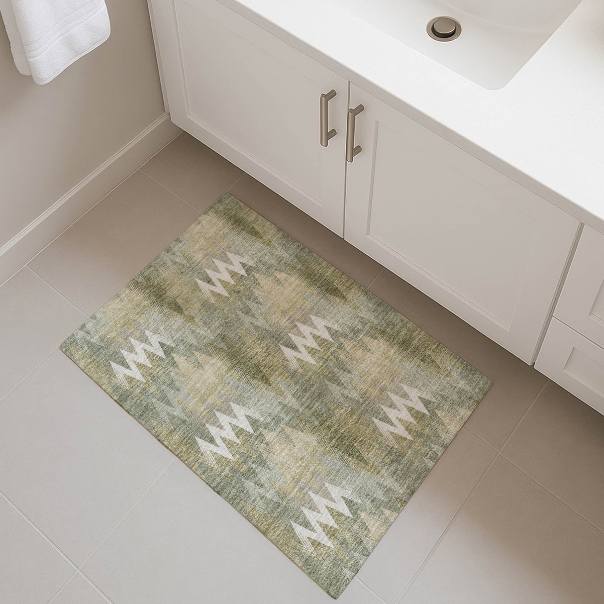 Dalyn Soft Essentials SE5 Olive Rug shown in a room