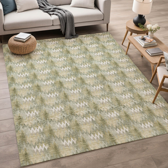 Dalyn Soft Essentials SE5 Olive Rug shown in a room