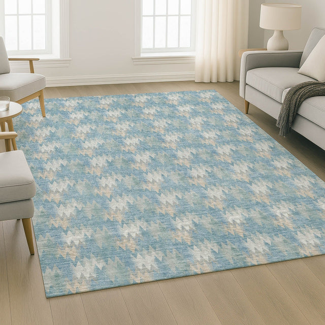Dalyn Soft Essentials SE5 Teal Rug shown in a room