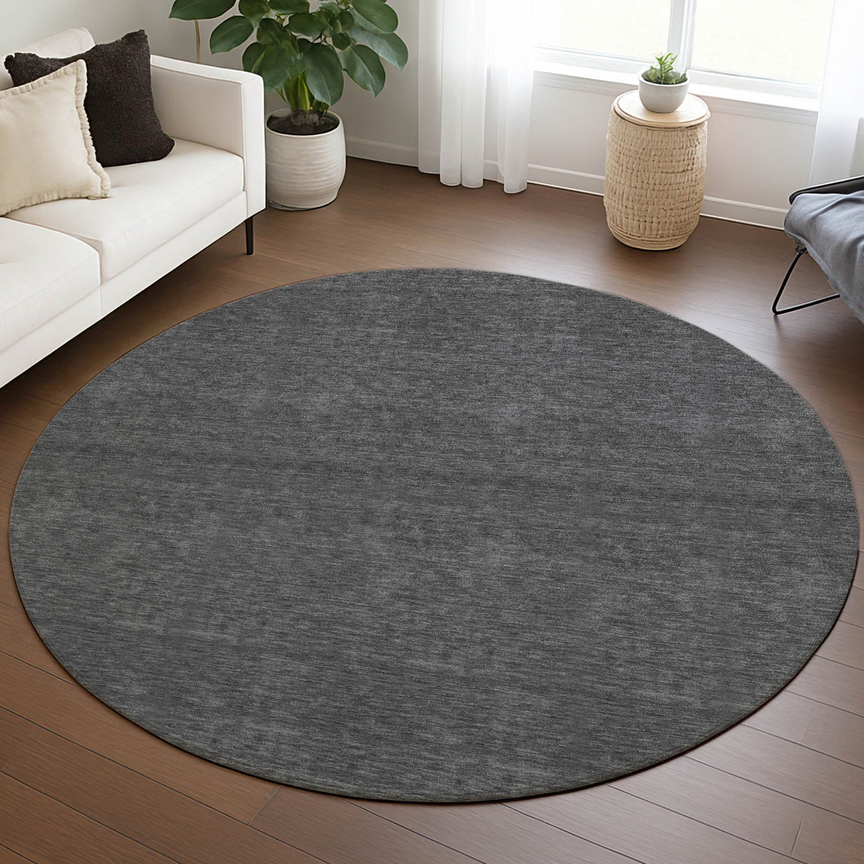 Dalyn Soft Essentials SE6 Graphite Rug shown in a room