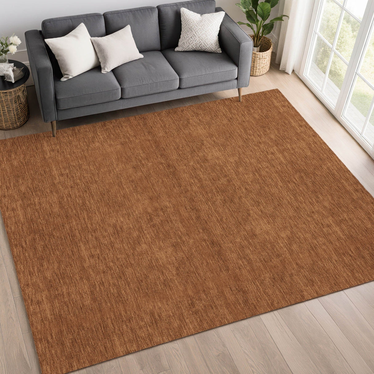 Dalyn Soft Essentials SE6 Paprika Rug shown in a room