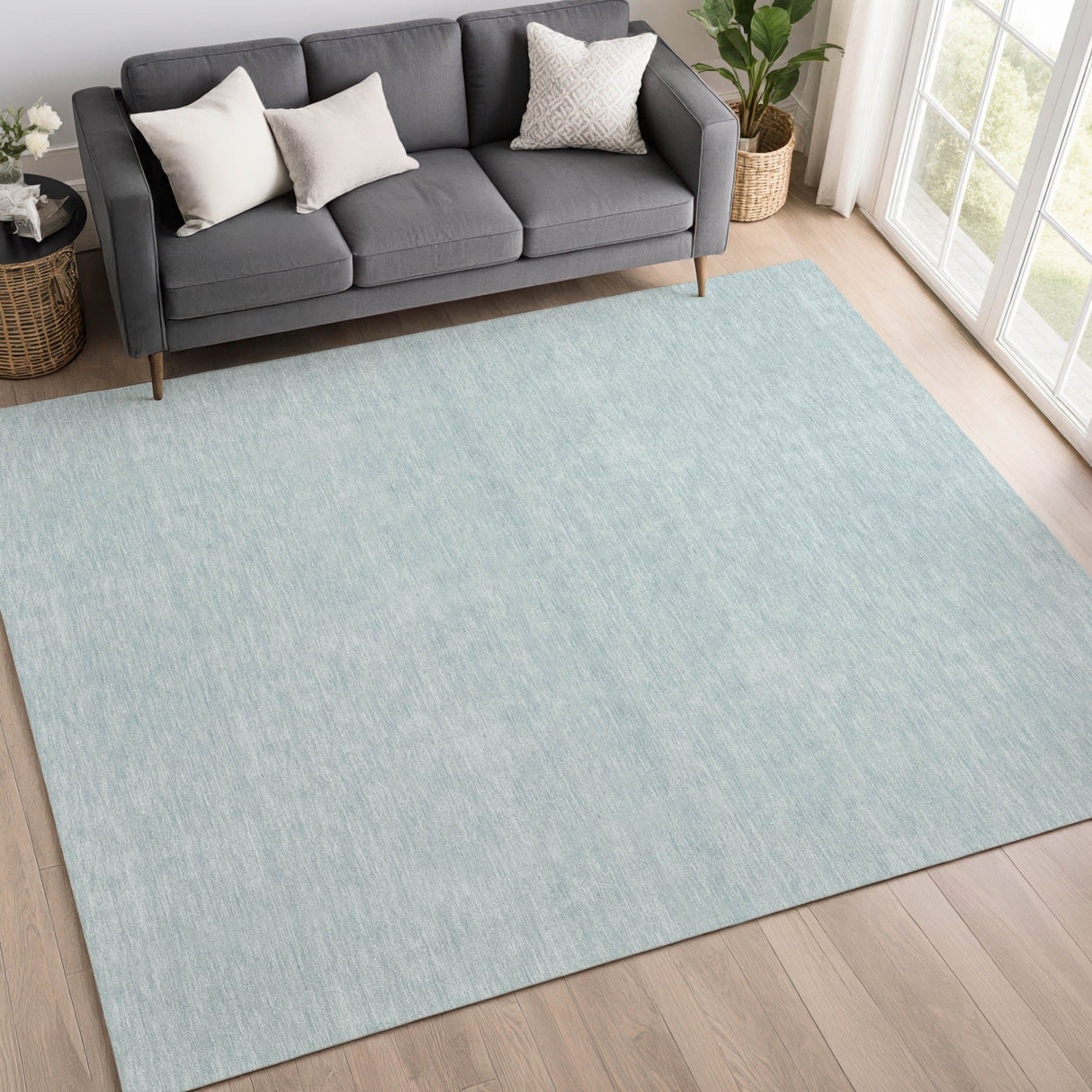 Dalyn Soft Essentials SE6 Sky Rug shown in a room