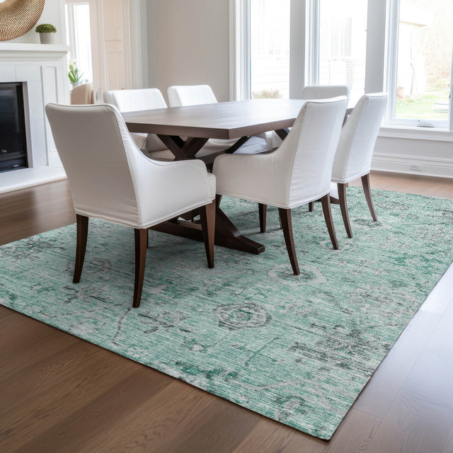 Dalyn Solace SL10 Teal Rug shown in a room