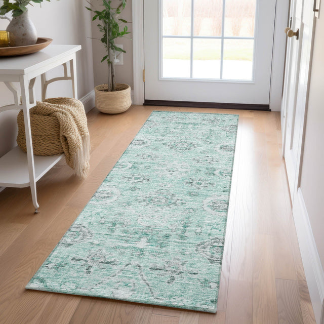 Dalyn Solace SL10 Teal Rug shown in a room