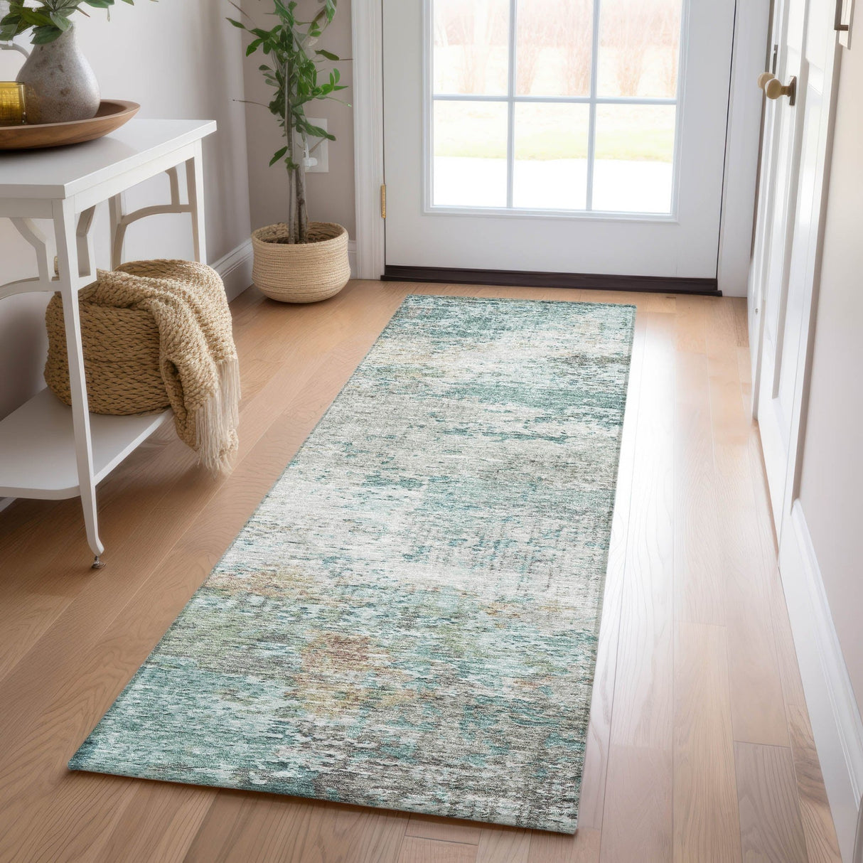 Dalyn Solace SL5 Teal Rug shown in a room