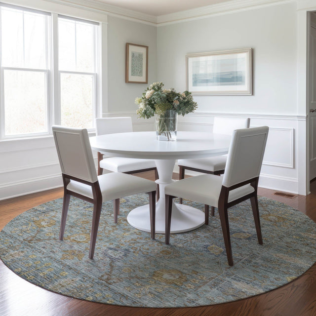 Dalyn Solace SL9 Teal Rug shown in a room