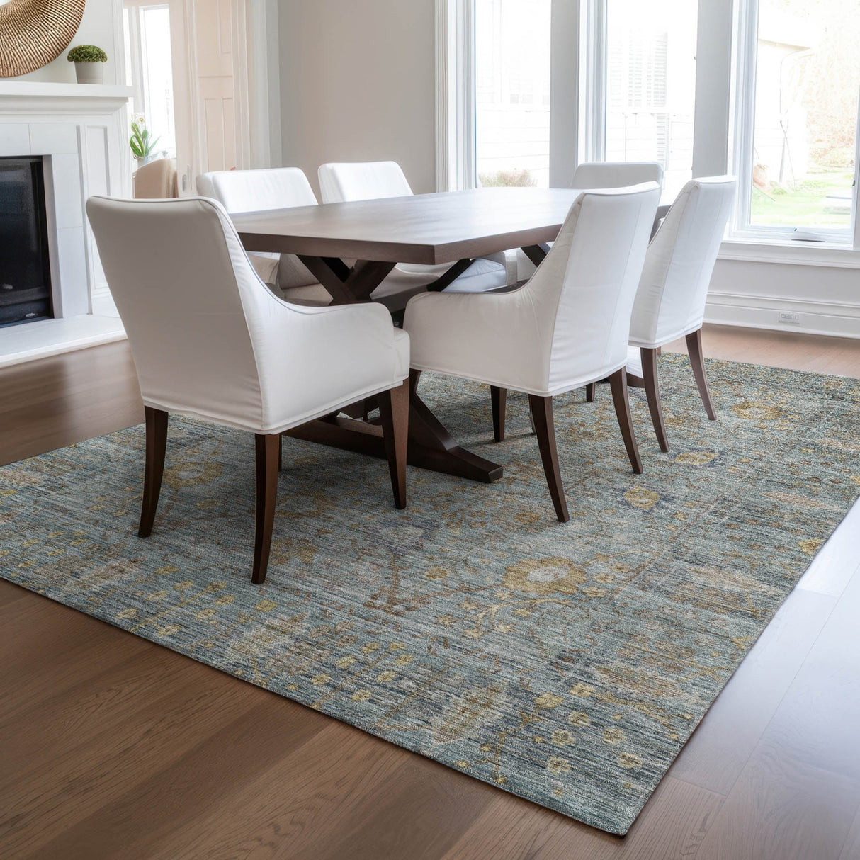 Dalyn Solace SL9 Teal Rug shown in a room