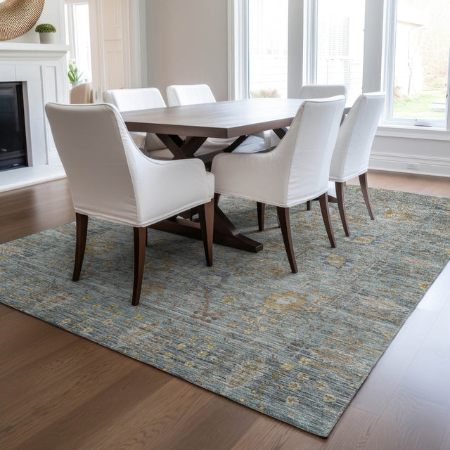 Dalyn Solace SL9 Teal Rug shown in a room
