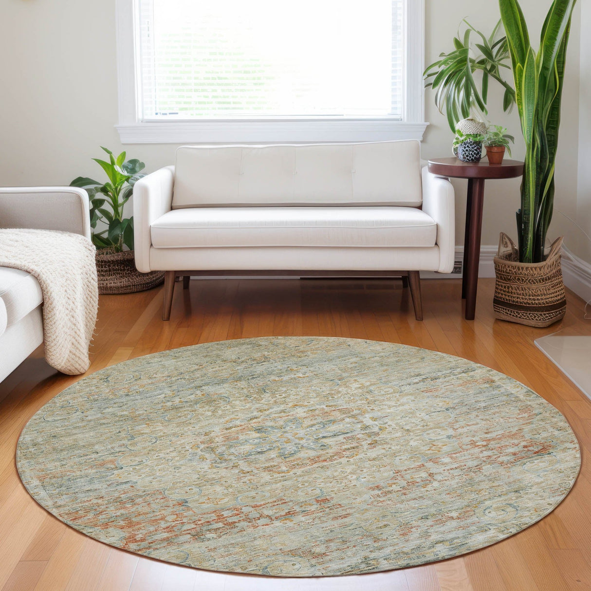 Dalyn Tabrook TB1 Tan Rug shown in a room