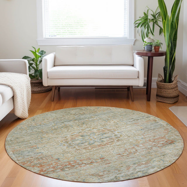 Dalyn Tabrook TB1 Tan Rug shown in a room