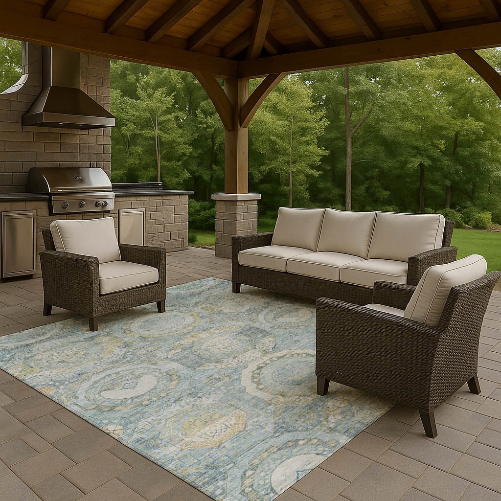 Dalyn Tabrook TB14 Blue Rug outdoor lifestyle image