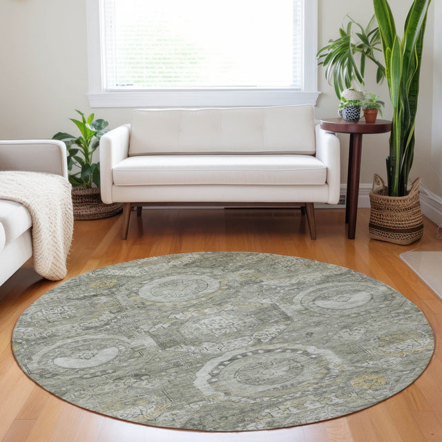 Dalyn Tabrook TB14 Pewter Rug shown in a room