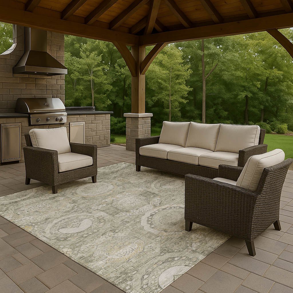 Dalyn Tabrook TB14 Pewter Rug outdoor lifestyle image