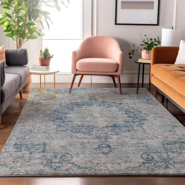 Dalyn Tabrook TB5 Blue Rug shown in a room