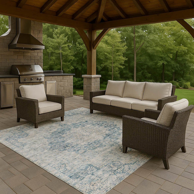 Dalyn Tabrook TB5 Blue Rug outdoor lifestyle image
