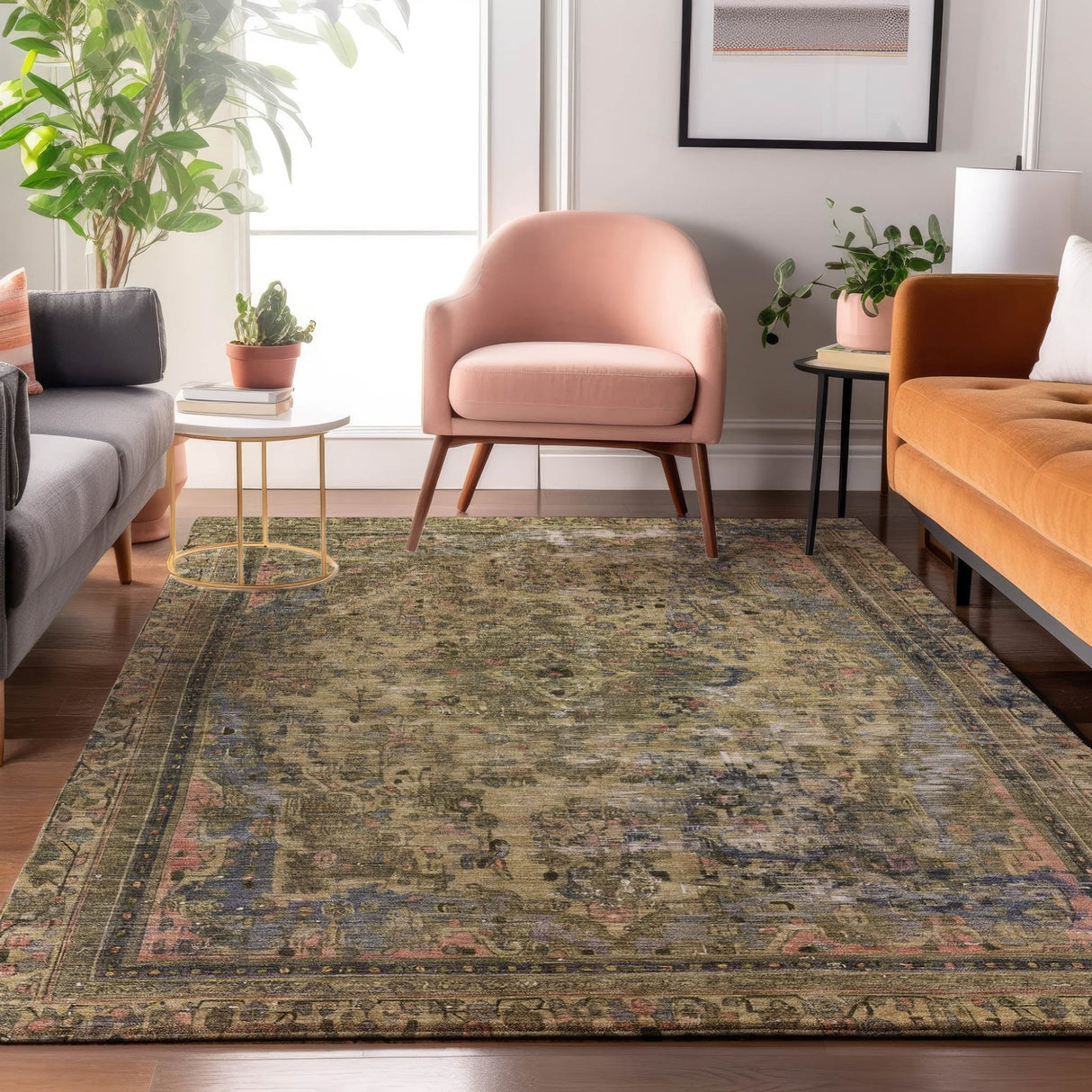 Dalyn Tabrook TB8 Tan Rug shown in a room
