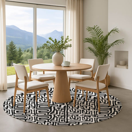 Dalyn The Reserve TR1 Black Rug shown in a room