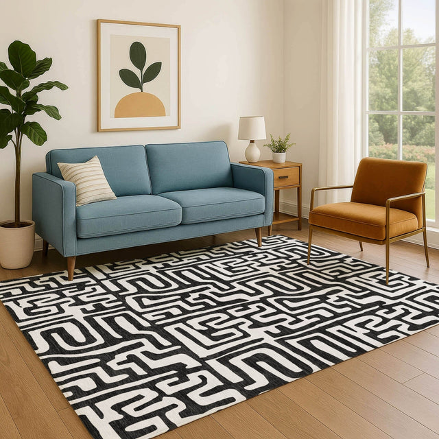 Dalyn The Reserve TR1 Black Rug shown in a room