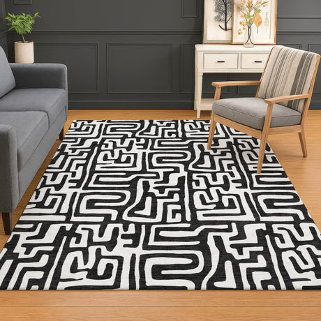Dalyn The Reserve TR1 Black Rug shown in a room