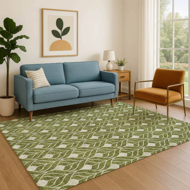 Dalyn The Reserve TR10 Olive Rug shown in a room