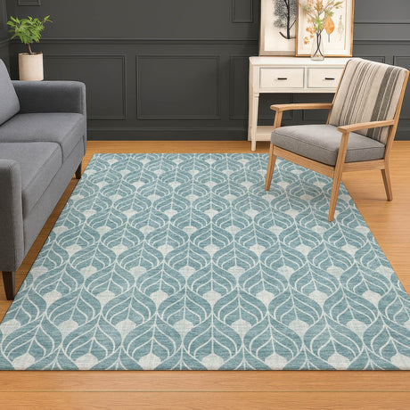 Dalyn The Reserve TR10 Teal Rug shown in a room