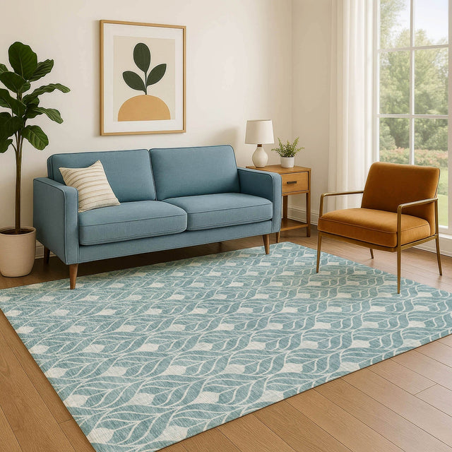 Dalyn The Reserve TR10 Teal Rug shown in a room