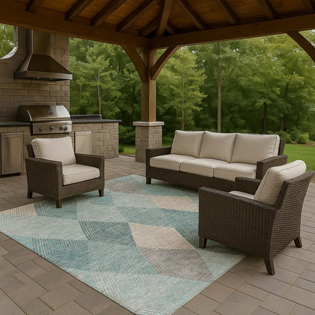 Dalyn The Reserve TR11 Turquoise Rug outdoor lifestyle image