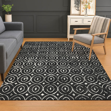Dalyn The Reserve TR12 Black Rug shown in a room