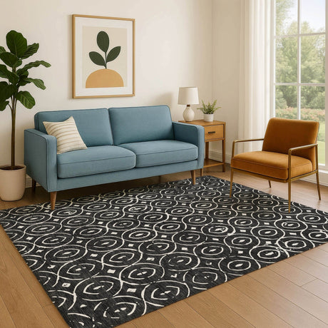 Dalyn The Reserve TR12 Black Rug shown in a room