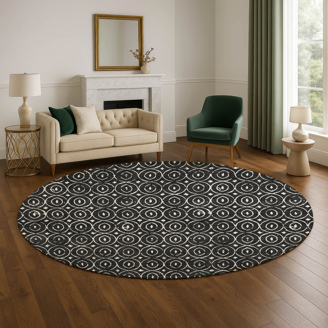 Dalyn The Reserve TR12 Black Rug shown in a room