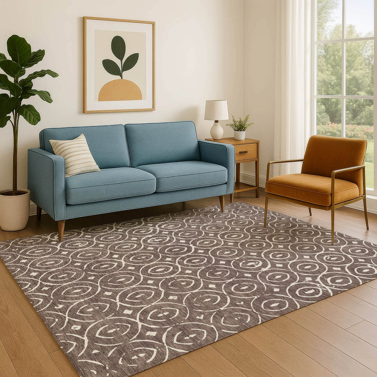Dalyn The Reserve TR12 Brown Rug shown in a room