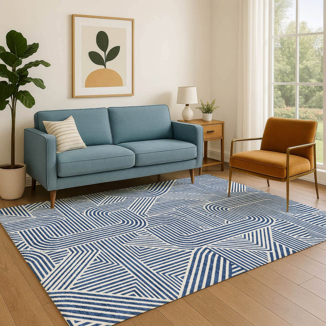 Dalyn The Reserve TR14 Navy Rug shown in a room