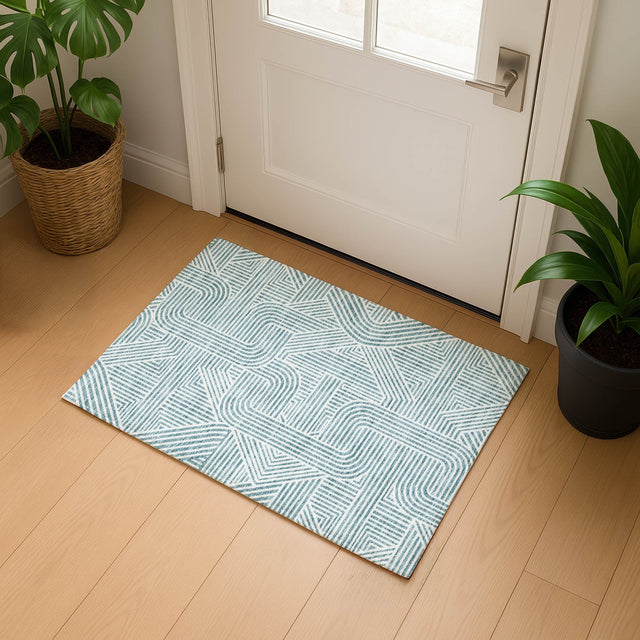 Dalyn The Reserve TR14 Teal Rug shown in a room