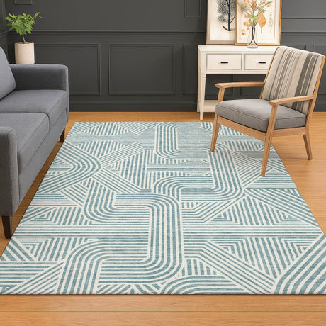 Dalyn The Reserve TR14 Teal Rug shown in a room