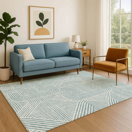 Dalyn The Reserve TR14 Teal Rug shown in a room
