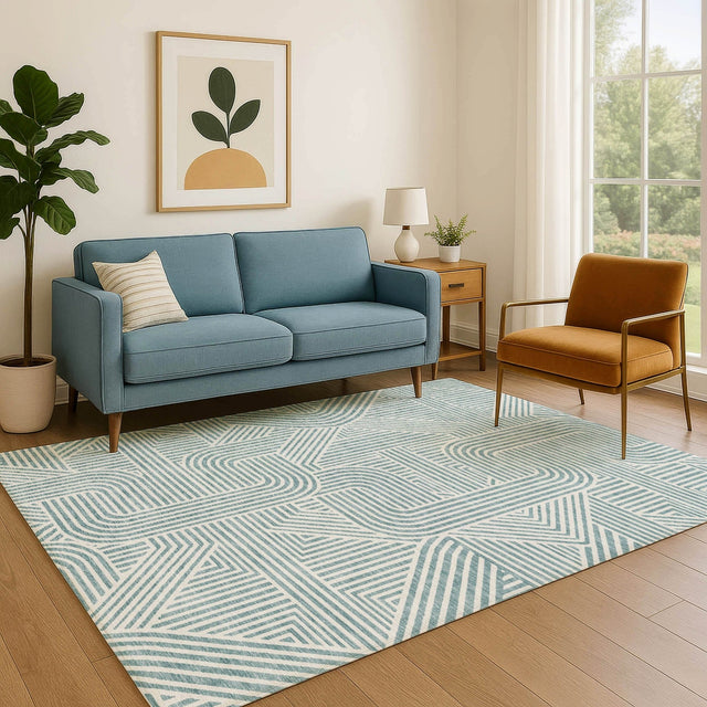 Dalyn The Reserve TR14 Teal Rug shown in a room