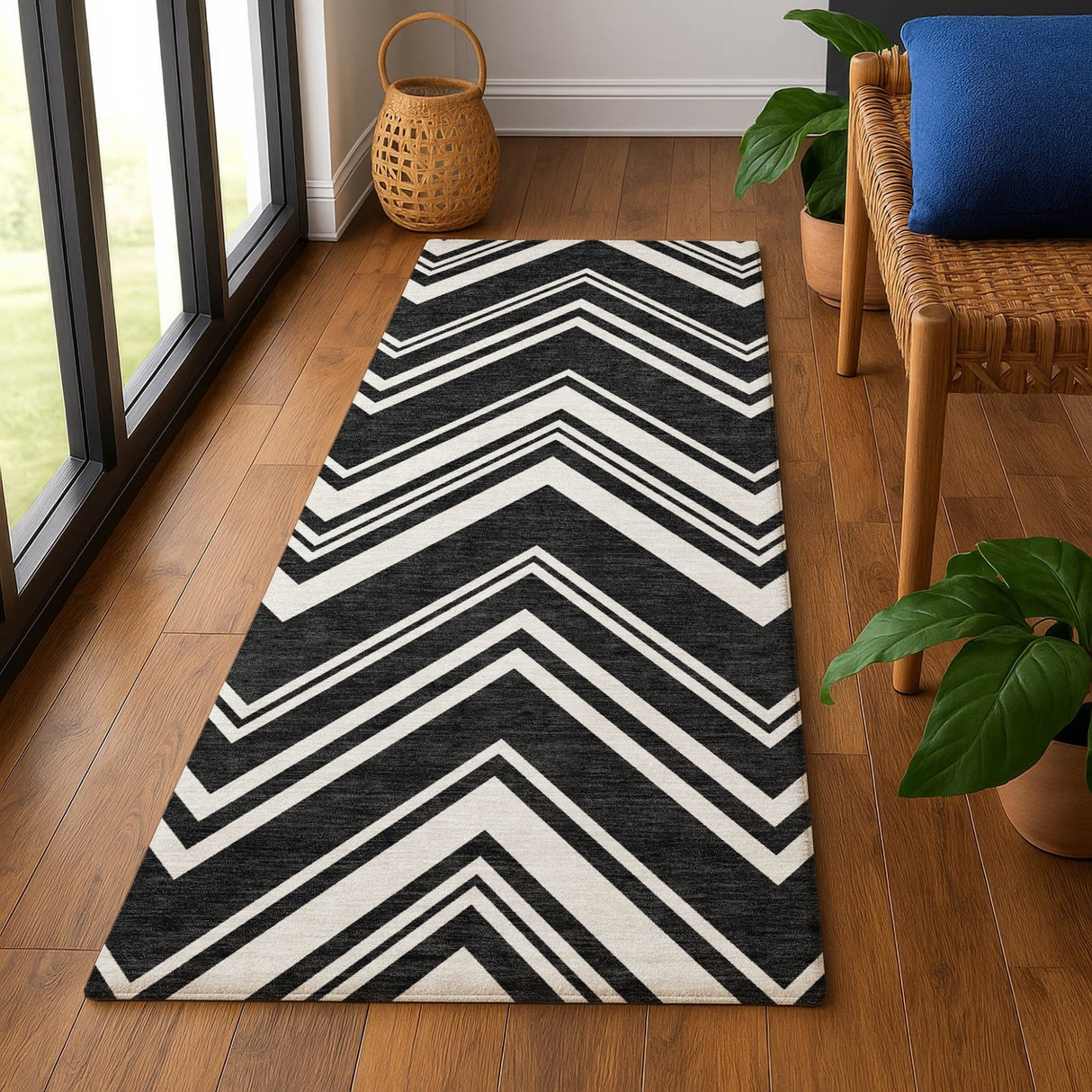 Dalyn The Reserve TR17 Black Rug shown in a room