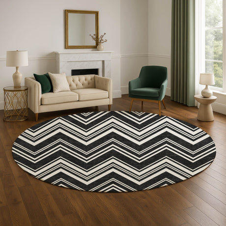 Dalyn The Reserve TR17 Black Rug shown in a room