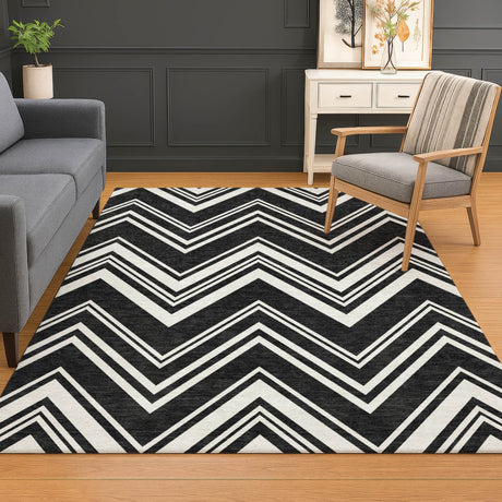 Dalyn The Reserve TR17 Black Rug shown in a room