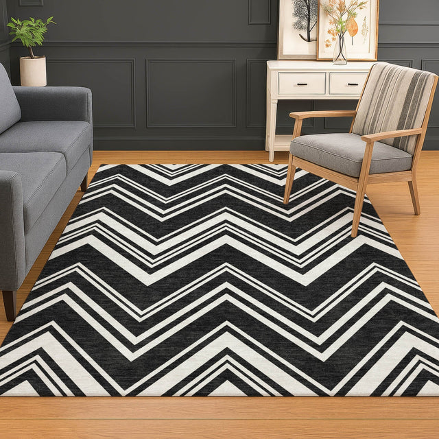 Dalyn The Reserve TR17 Black Rug shown in a room