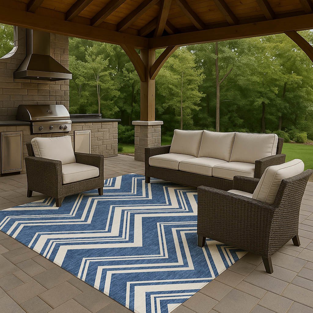 Dalyn The Reserve TR17 Blue Rug outdoor lifestyle image