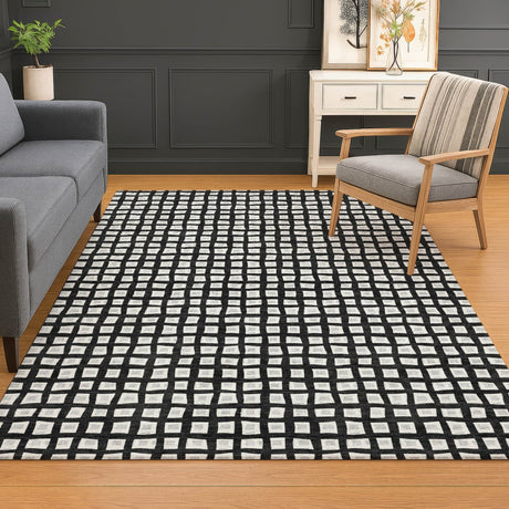 Dalyn The Reserve TR4 Black Rug shown in a room