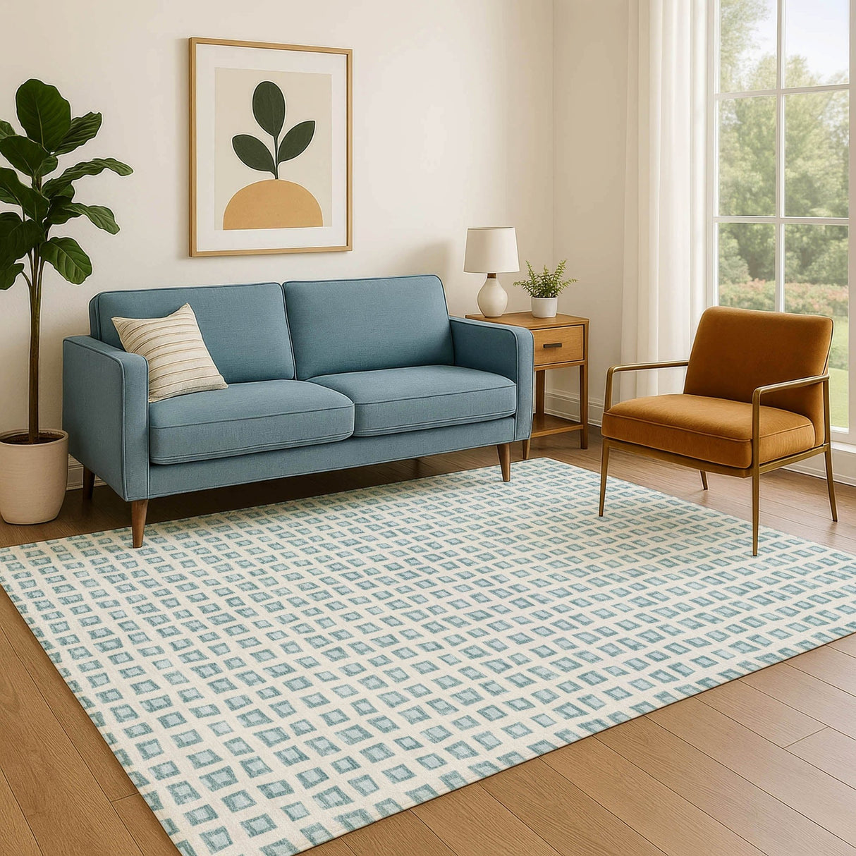 Dalyn The Reserve TR4 Teal Rug shown in a room