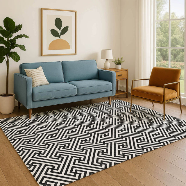 Dalyn The Reserve TR5 Black Rug shown in a room