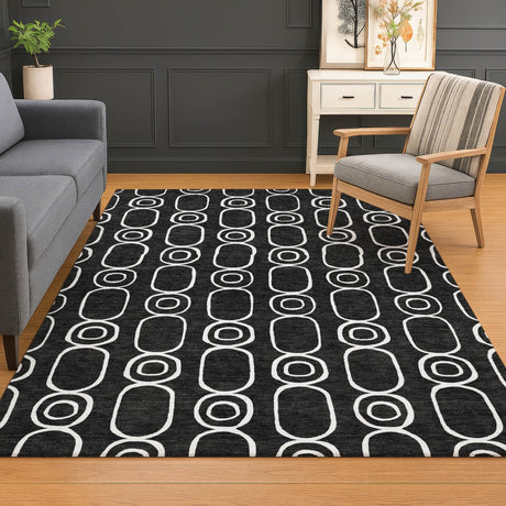 Dalyn The Reserve TR6 Black Rug shown in a room