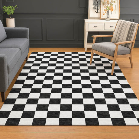 Dalyn The Reserve TR7 Black Rug shown in a room