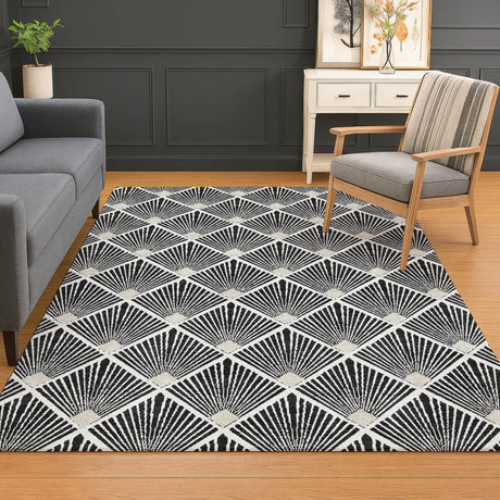 Dalyn The Reserve TR9 Black Rug shown in a room