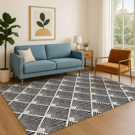 Dalyn The Reserve TR9 Black Rug shown in a room